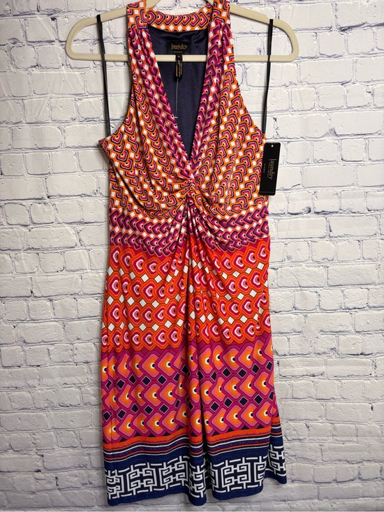Laundry by Shelli Segal Dresses & Skirts - NWT Laundry by Shelli Segal Vibrant Orange Navy Sleeveless Geo Party Dress 10